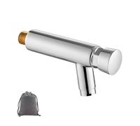 Wall-Mounted One Hole Auto Closing Water Saver Cold Tap Copper Public Lavatory Press Delay Faucet Ktchen Bathroom Garden Patio Sink Faucets, Polished Chrome