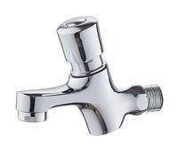 Wall-Mounted One Hole Auto Closing Water Saver Cold Tap Copper Public Lavatory Press Delay Faucet Ktchen Bathroom Garden Patio Sink Faucets, Polished Chrome