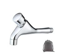 Wall-Mounted One Hole Auto Closing Water Saver Cold Tap Copper Public Lavatory Press Delay Faucet Ktchen Bathroom Garden Patio Sink Faucets, Polished Chrome