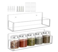 Wall Mounted Organizer | Invisible Hanging Shelves, 2 Acrylic Shelves Kitchen Organizer Pantry Seasoning Station Food Preparation Mountable Door Wardrobe Shelf Acrylic