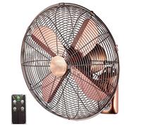 Wall Mounted Oscillating Fan, Metal Retro Industrial Design with Remote Control, 3 Speed Settings, Quiet Operation