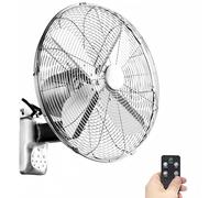Wall Mounted Oscillating Fan,Retro Metal Cooling Shop Fan,Remote Control 90 Degree Oscillating Fan,3 Levels Adjustable, Outdoor Fan For Patios Waterproof Bedroom H(Size:40cm/16inch,Color:silver)