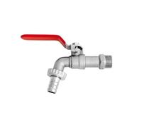 Wall-Mounted Outdoor Garden Water Tap 1/2" Outlet Valve, Lever Type Red Handle with Hose Plug for Irrigation & Water Butt Connector Kit