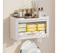 Wall-Mounted Over The Toilet Storage Cabinet - Bathroom Space Saver Medicine Cabinet Hanging Rack for Small Spaces Kitchen & Bathroom (White 40x17x22cm)