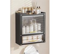 Wall-Mounted Over The Toilet Storage Cabinet - Space-Saving Bathroom & Medicine Cabinet - Hanging Rack for Small Spaces - Black (40x17x45cm)