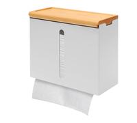 Wall Mounted Paper Towel Dispenser Countertop, Paper Towel Holder with Lid for Kitchen Restroom Bathroom Decor Hand Towels Dispenser for Folded Hand Towels,Drilling Installation(white)