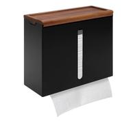 Wall Mounted Paper Towel Dispenser Countertop, Paper Towel Holder with Lid for Kitchen Restroom Bathroom Decor Hand Towels Dispenser for Folded Hand Towels,Drilling Installation(black)