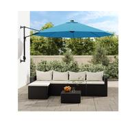 Wall-mounted parasol 290cm Sea Blue Polyester canopy Aluminium 8-rib Tilt UV50