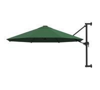 vidaXL Wall-Mounted Parasol with Metal Pole 300cm Green Outdoor Patio Umbrella