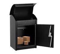 Wall Mounted Parcel Box, Extra Large Package Delivery Box for Outside, Lockable Delivery Box for Parcels with Anti-Theft Baffle, Waterproof Wall Mounted Post Box, Black