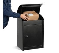 Wall Mounted Parcel Drop Box, Lockable Delivery Boxes for Parcels, Medium Outdoor Post Boxes, Secure Large Delivery Packets Storage, Anti-Theft Weatherproof Mailbox (Black)