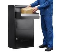 Wall Mounted Parcel Drop Box, Lockable Delivery Boxes for Parcels, Medium Outdoor Post Boxes, Secure Large Delivery Packets Storage, Anti-Theft Weatherproof Mailbox (Black-75cm-Digit Lock)