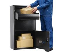 Wall Mounted Parcel Drop Box, Lockable Delivery Boxes for Parcels, Medium Outdoor Post Boxes, Secure Large Delivery Packets Storage, Anti-Theft Weatherproof Mailbox (Black-75cm-Key)