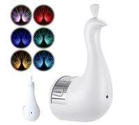 Wall Mounted Peacock Nightlight, Peacock Projection Lamp, Remote Control Peacock Lamp with Timer, USB Charging Rainbow Projection Night Light, Peacock Light for Friends Family (White)