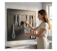 Wall Mounted Pegboard Panel with Hooks for Kitchen, Office, Garage Storage and Tool Organization