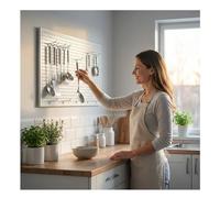 Wall Mounted Pegboard Panel with Hooks for Kitchen, Office, Garage Storage and Tool Organization