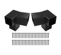 Wall-Mounted Pergola Bracket for Pitched Roof, Galvanised Steel, Weatherproof, 3-Way & One Side Configurable, Suitable for 4 x 4 Inch Wooden Posts (Actually 3.5 x 3.5 inches), Black (Left 15° + Right
