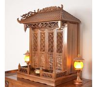 Wall-mounted Personal Shrine Altar, Pooja Cabinet with Doors, Buddhist Offering Niche for Home Display, Suitable for Guan Gong and Guanyin Statues