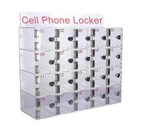 Wall-Mounted Phone Storage Cabinet, Clear Acrylic Cell Phone Locker Box with 20, Secure Locking Mobile Storage Solution for Office, School, and Events