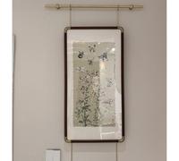 Wall-Mounted Picture Hanging Wire Kit for Art Display with Brass Rail and Chain Hooks, Easy Installation for Gallery Setup