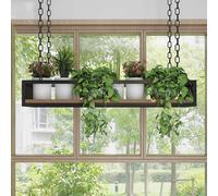 Wall-Mounted Plant Shelf Ceiling Floating Shelves Wall Shelf with Metal Frame Hanging Planter Rack Decorative Storage Shelf for Plants & Books Wine Bottle Holder Modern Home Décor.