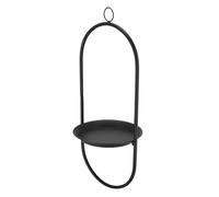 Wall-Mounted Plant Stand, Metal Hanging Display with Round Tray, Black