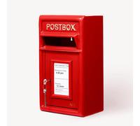 Assorted Collections Wall Mounted Post Box Classic Large Letter Box Lockable With 2 Keys, Heavy Duty Cast Iron Weatherproof Mailbox Easy To Install Keep 24x17x 44 cm, 11.8 kg (Red)