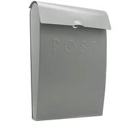 Wall Mounted Post Box | Glossy Finish Postbox | Galvanised Steel Outdoor Mailbox | Lockable Weatherproof Outside Postbox | Letterbox for Wall | M&W (Grey)