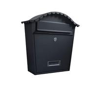 Wall Mounted Post Box in Black with Keys | Weatherproof Postbox for Outside Wall | Lockable Letter Box | External Letterbox | Mailbox Outdoor | Outdoor Letterbox