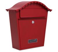 Assorted Collections Wall Mounted Post Box, Lockable Mailbox with 2 Keys, Weatherproof Galvanized Steel Letterbox, Easy to Install, 36x13x37cm (Red)