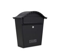 Assorted Collections Wall Mounted Post Box, Lockable Mailbox with 2 Keys, Weatherproof Galvanized Steel Letterbox, Easy to Install, 36x13x37cm (Black)
