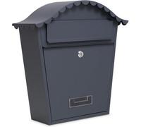Assorted Collections Wall Mounted Post Box, Lockable Mailbox with 2 Keys, Weatherproof Galvanized Steel Letterbox, Easy to Install, 36x13x37cm (Grey)