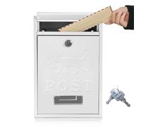Wall Mounted Post Box Lockable Waterproof Mailbox for Outside 32x22x8.4cm Heavy Duty Letter Box with 2 Keys, Weatherproof Design to Prevent Mail Loss - Easy Install for Door or Wall (White)