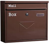 Wall Mounted Post Box Parcel Drop Box Delivery Box Large Capacity Mailbox Outside Brown Newspaper Magazine Rainproof Retro Post Box with Lock Keys LSDRALOBBEB 925