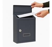 Assorted Collections Wall Mounted Post Box, Lockable Mailbox with 2 Keys, Weatherproof Letterbox, Easy To Install 21x30x7cm (Grey)