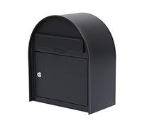 Wall Mounted Post Box, Wall-Mount Mailbox Outdoor Letterbox with Fitting Kit | Wall-Mounted Galvanized Iron Post Box & Address Box with Lockable Door | Black