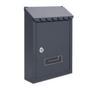Assorted Collections Wall Mounted Post Box with Newspaper Holder, Lockable with 2 Keys, Modern Design, Easy to Install, 37x10.5x37 cm (Grey)