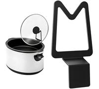 Wall Mounted Pot Cover Organizer, M-Shape Stainless Steel Utensil Rest for Slow Cooker Lid Storage, Space-Saving Black Kitchen Countertop Solution for Lids, Cutting Boards, 7.4 x 3.8 in