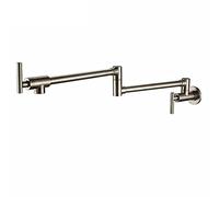 Wall Mounted Pot Filler Faucet Solid Brass Foldable Design Single Cold Kitchen Sink Faucet with Double Joint Swing Arm Black Brushed Nickel Finish Ideal for Culinary Convenience