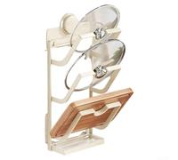 Wall Mounted Pot Lid Holder with Drain Tray Featuring U Shaped Groove Design to Hold Various Lid Handles Securely and Save Kitchen Counter Space (white L)