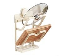 Wall Mounted Pot Lid Holder with Drain Tray for Kitchen Space Saving Organizer with U Shaped Groove Design Holds Various Lid Handles Securely (white S)