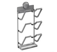 Wall Mounted Pot Lid Organizer with Drain Tray for Kitchen Use That Supports Varied Lid Sizes and Handles with Secure Holding Groove (grey L)