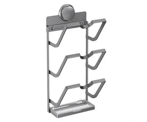 Wall Mounted Pot Lid Organizer with Drain Tray for Kitchen Use That Supports Varied Lid Sizes and Handles with Secure Holding Groove (grey L)