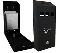 Wall Mounted Powder Coated Cigarette Bin Black Ash Bin (Narrow 14.7 x 32.3 x 6cm)