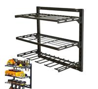 Wall Mounted Power Tool Organizer - Metal Drill Storage Rack Holder, Battery Charging Shelf | Hand Tool Hanger, Cordless Driver Stand for Garage Workshop Shop Shed Barn Utility Closet Basement Room