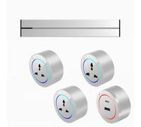 Wall-Mounted Power Track Socket 8000W, Kitchen Office Embedded Slide Rail Wiring Board, 2500W Adapter 40cm
