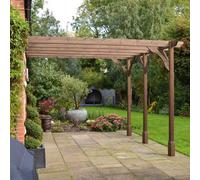 Wall Mounted Premium Pergola 3 Post, L480 x W480 cm, Rustic Brown Rutland County Garden Furniture Ltd Brown One Size