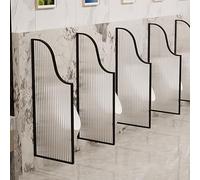 Wall-Mounted Privacy Screen for Public Restrooms, Translucent Tempered Glass and Stainless Steel Frame