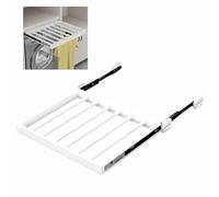 Wall Mounted Pull-Out Clothes Rack Adjustable Trouser Rack 56-71cm Width 44-54cm Depth Aluminum Alloy Snow White Finish Space-Saving Design
