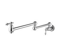 Wall-Mounted Pull-Out Kitchen Faucet Double Handle Brass Mixer Foldable Design Polished Gold Finish Stylish & Functional for Modern Kitchens